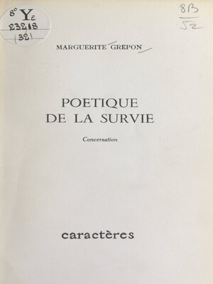 cover image of Poétique de la survie